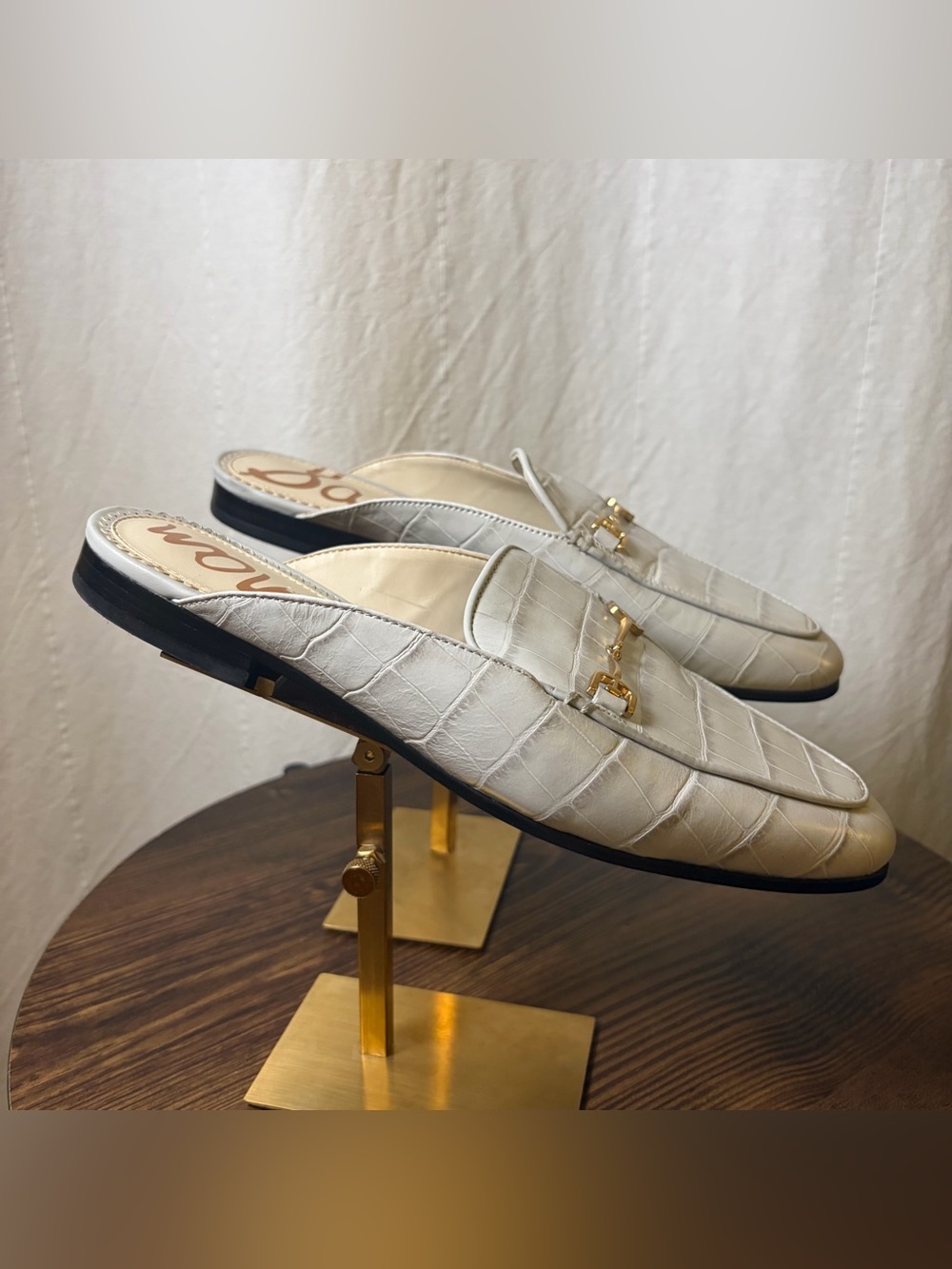 Sam Edelman Linnie Bit Mule White Croc Leather Loafers Size 8.5 - Picture 3 of 9